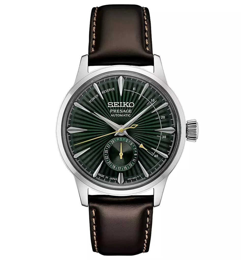 Seiko Men's Automatic Presage Cocktail Time Brown Leather Strap Watch 41mm 1