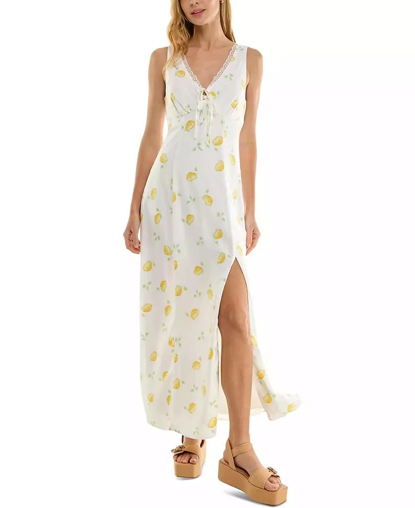 BEAUTY & GRACE Juniors' Lemon-Print Maxi Dress 1