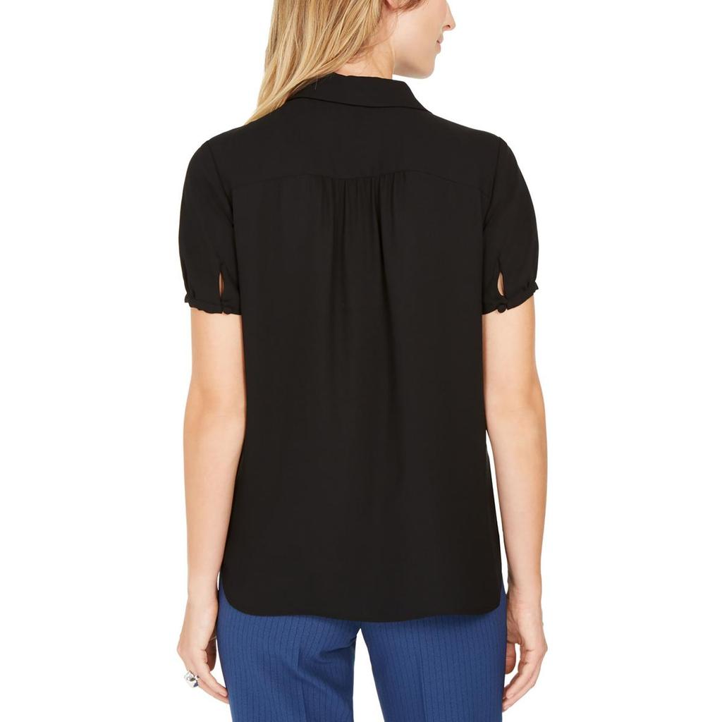 Anne Klein Womens Peter Pan Button Down Top