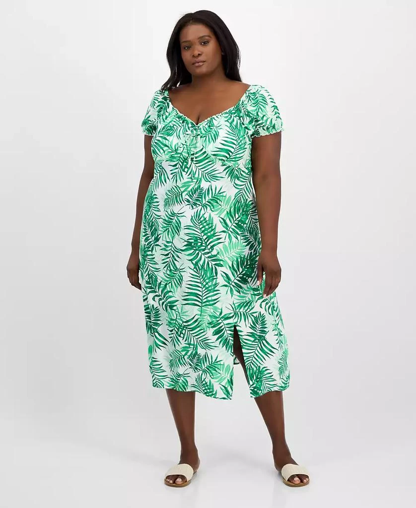 Madden Girl Trendy Plus Size Puff-Sleeve Midi Dress 1