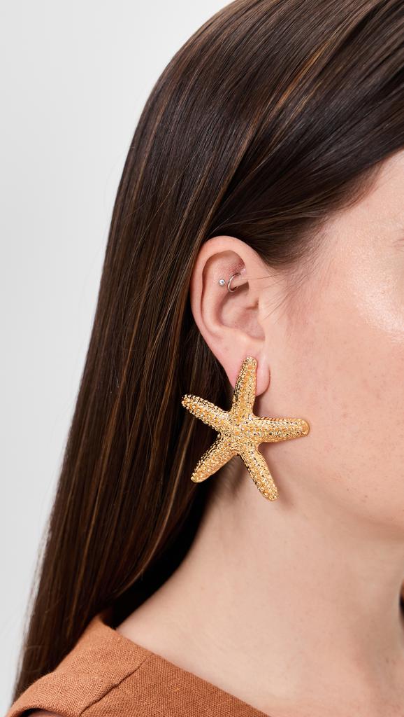 Kenneth Jay Lane Oversized Textured Gold Starfish Post Earrings