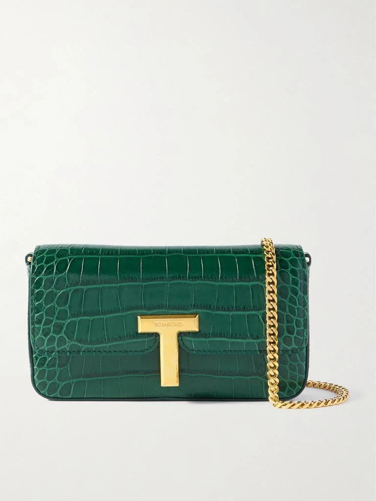 Tom Ford Wallis 仿鳄�鱼纹皮革迷你单肩包 1