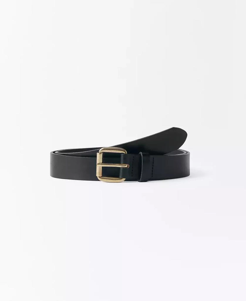 Mango Women's Square Buckle Leather Belt 1