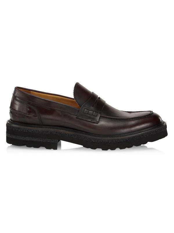 Saks Fifth Avenue COLLECTION Chunky Leather Penny Loafers 1