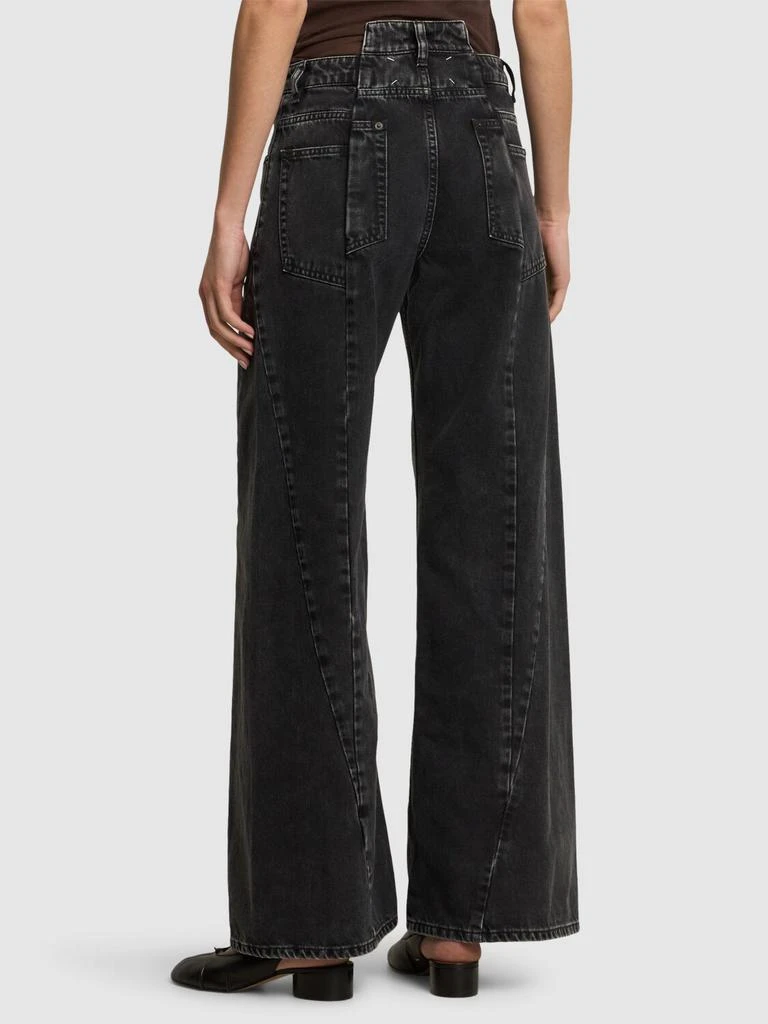 MAISON MARGIELA Asymmetric Wide Leg Cotton Denim Jeans 2