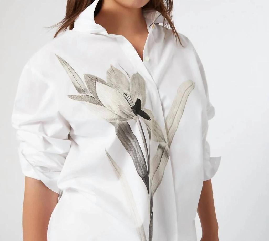 Marina Rinaldi Tartufo Poplin Embroidered Shirt In Optical White 3