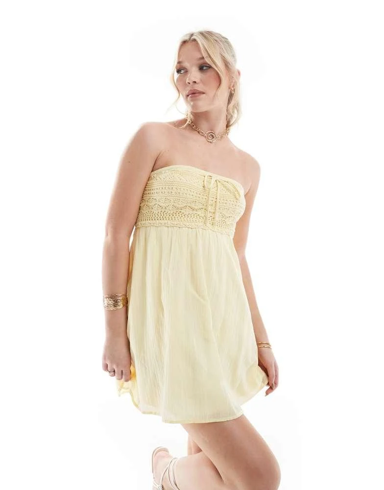 HOLLISTER Hollister crochet bandeau mini dress in yellow 1