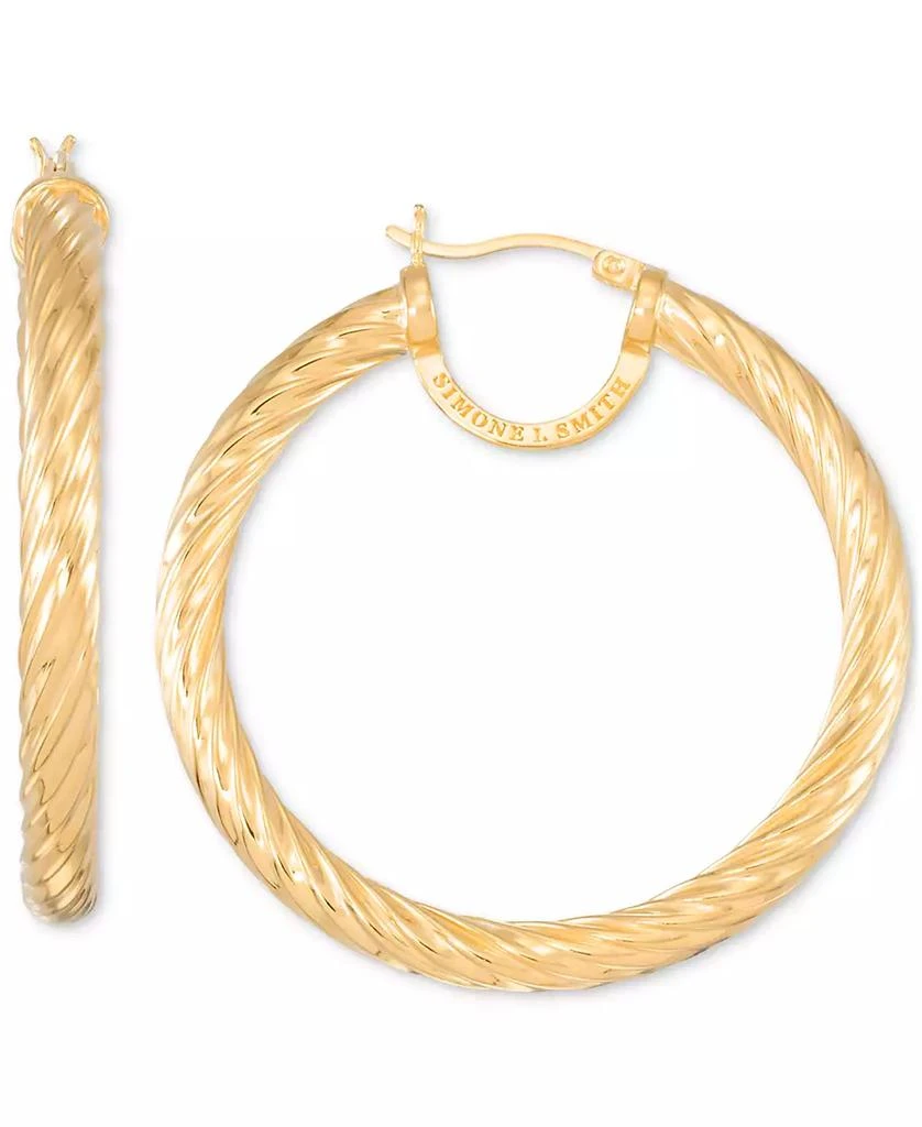 Simone I. Smith Rope Hoop Earrings in 18k Yellow Gold Over Sterling Silver (45mm) 1