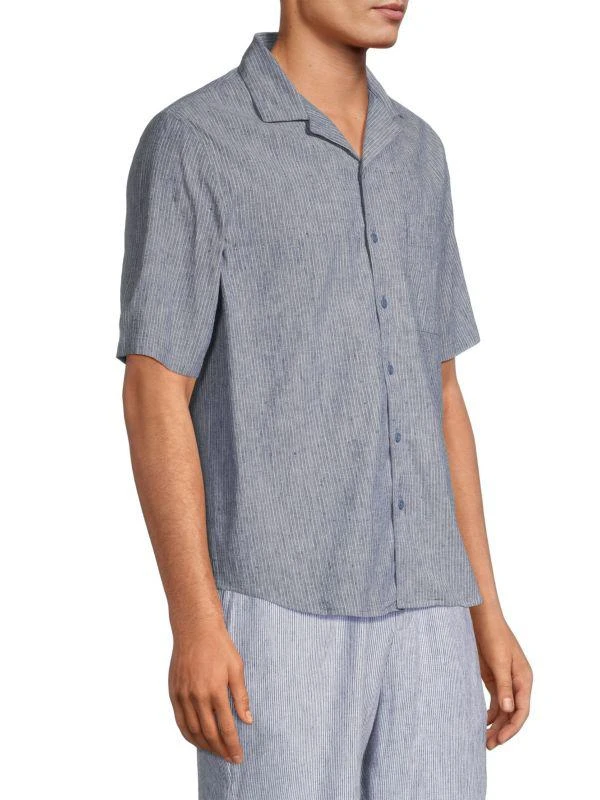 Onia Vacation Striped Linen Blend Camp Shirt 3