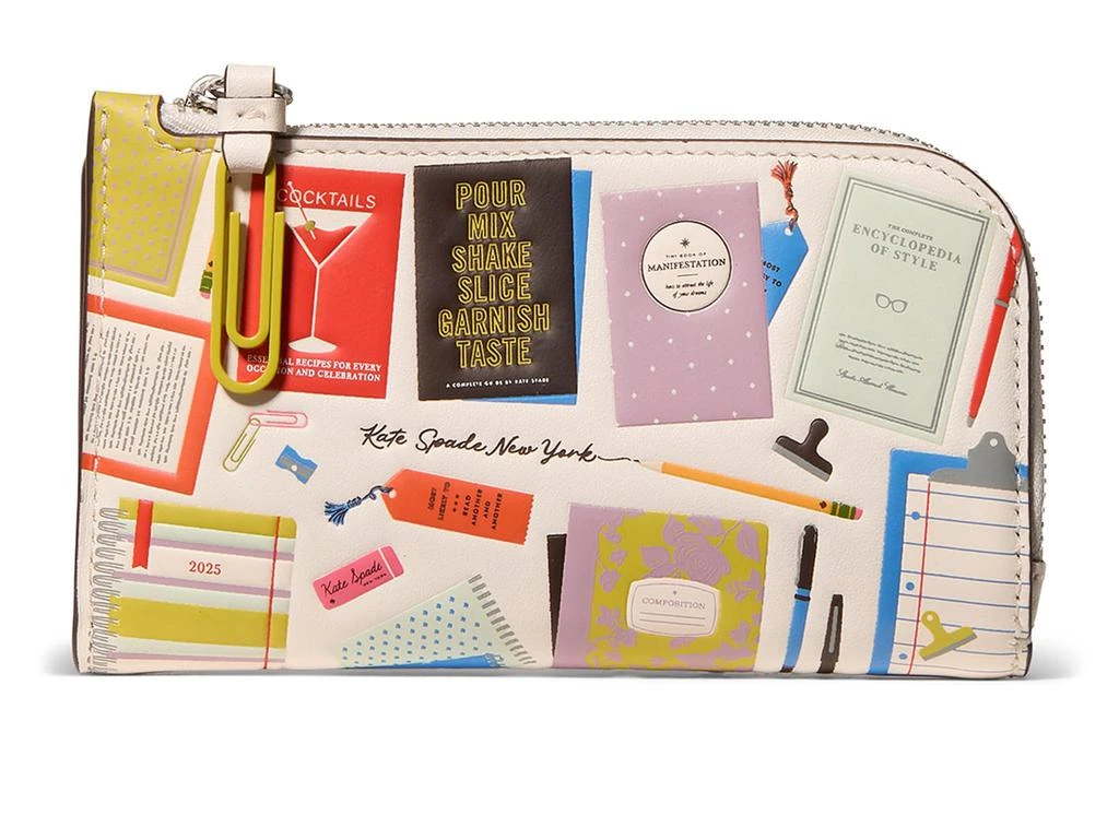Kate Spade Page Turner Bestsellers Print Smooth Leather Small Slim Bifold Wallet