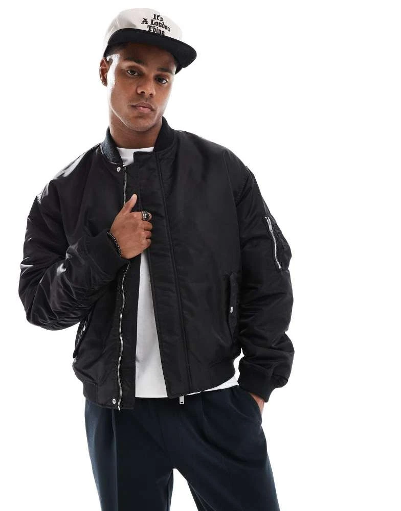 ASOS ASOS DESIGN oversized MA1 bomber jacket in black 1