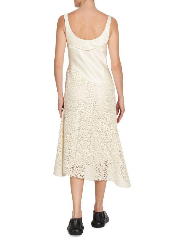 Jil Sander Floral Lace Asymmetric Midi-Dress