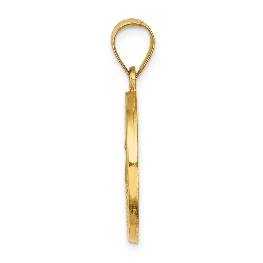 Diamond2Deal 14k Yellow Gold Polished and Satin Caridad del Cobre Medal Hollow Pendant 2