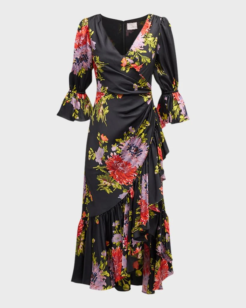 Cinq a Sept Theda Chrysanthemum-Print Faux-Wrap Midi Dress 3