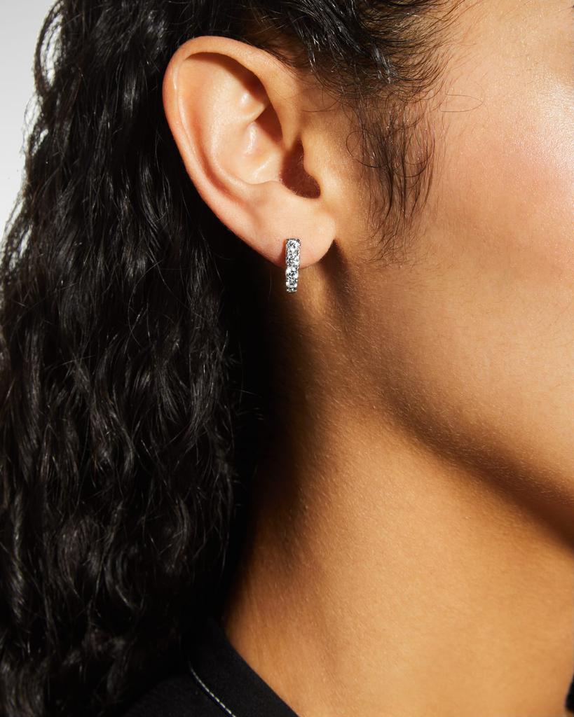 Memoire 18k White Gold Graduated Diamond Huggie Earrings