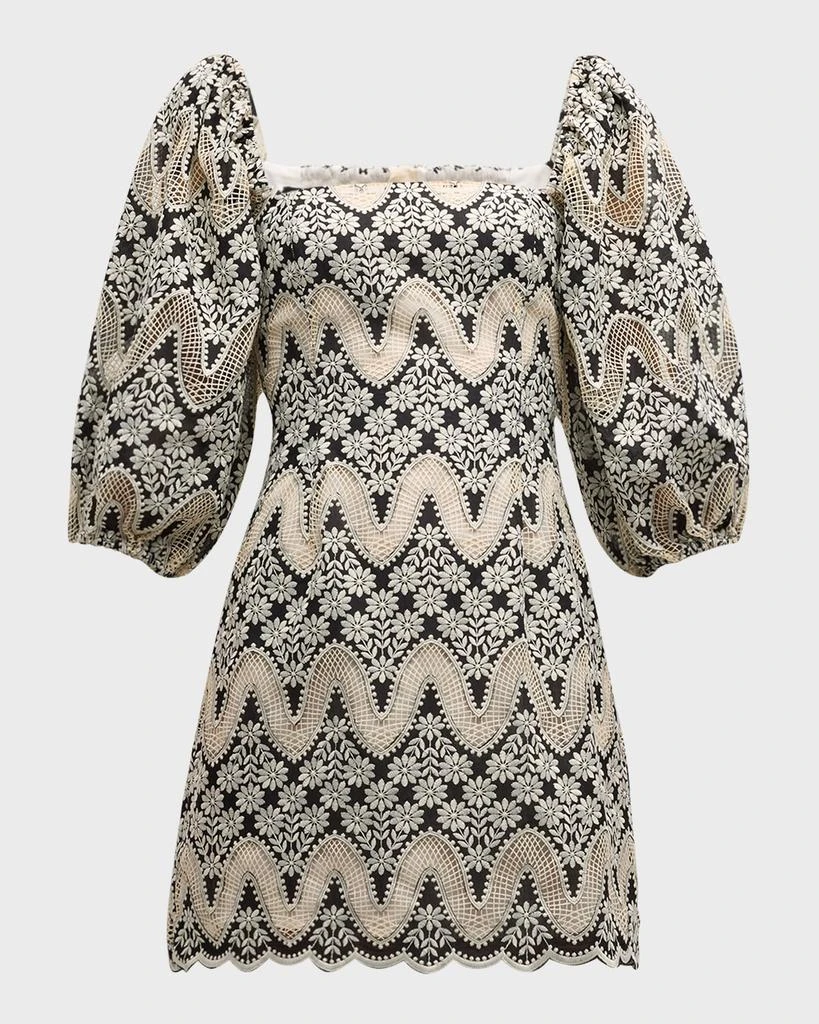 Cara Cara Montauk Two-Tone Floral Eyelet Cotton Mini Dress 1