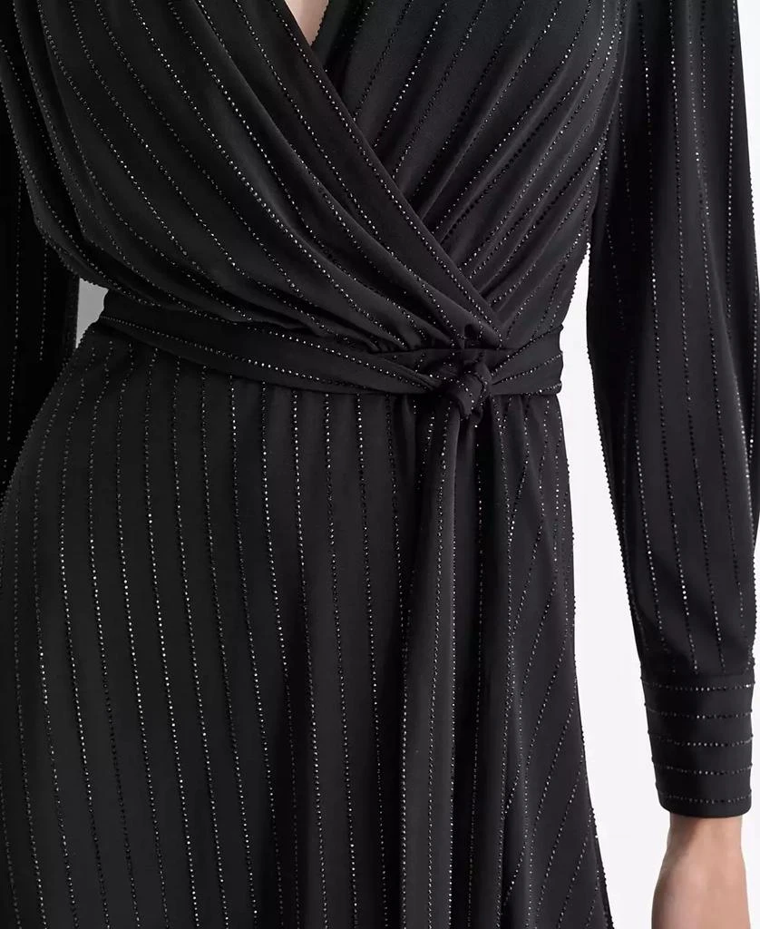 DKNY Women's Long Sleeve Surplice Faux Wrap Dress - Black - Size 8