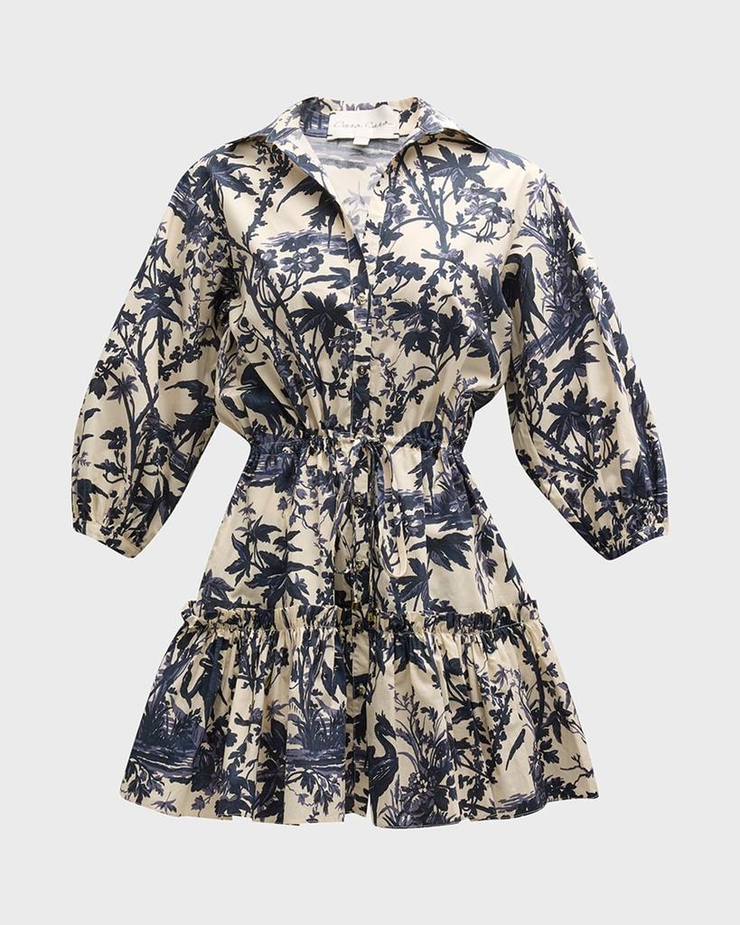 Cara Cara Robin Puff-Sleeve Floral Poplin Mini Dress