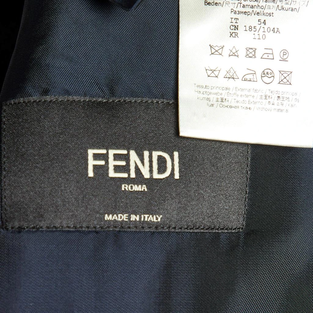 Fendi Fendi Blue Zucca Print Linen Blend Single Breasted Blazer XXL 4