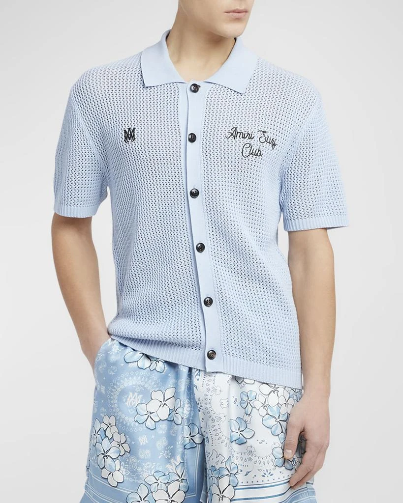 AMIRI Men's Surf Club Crochet Polo Shirt 4