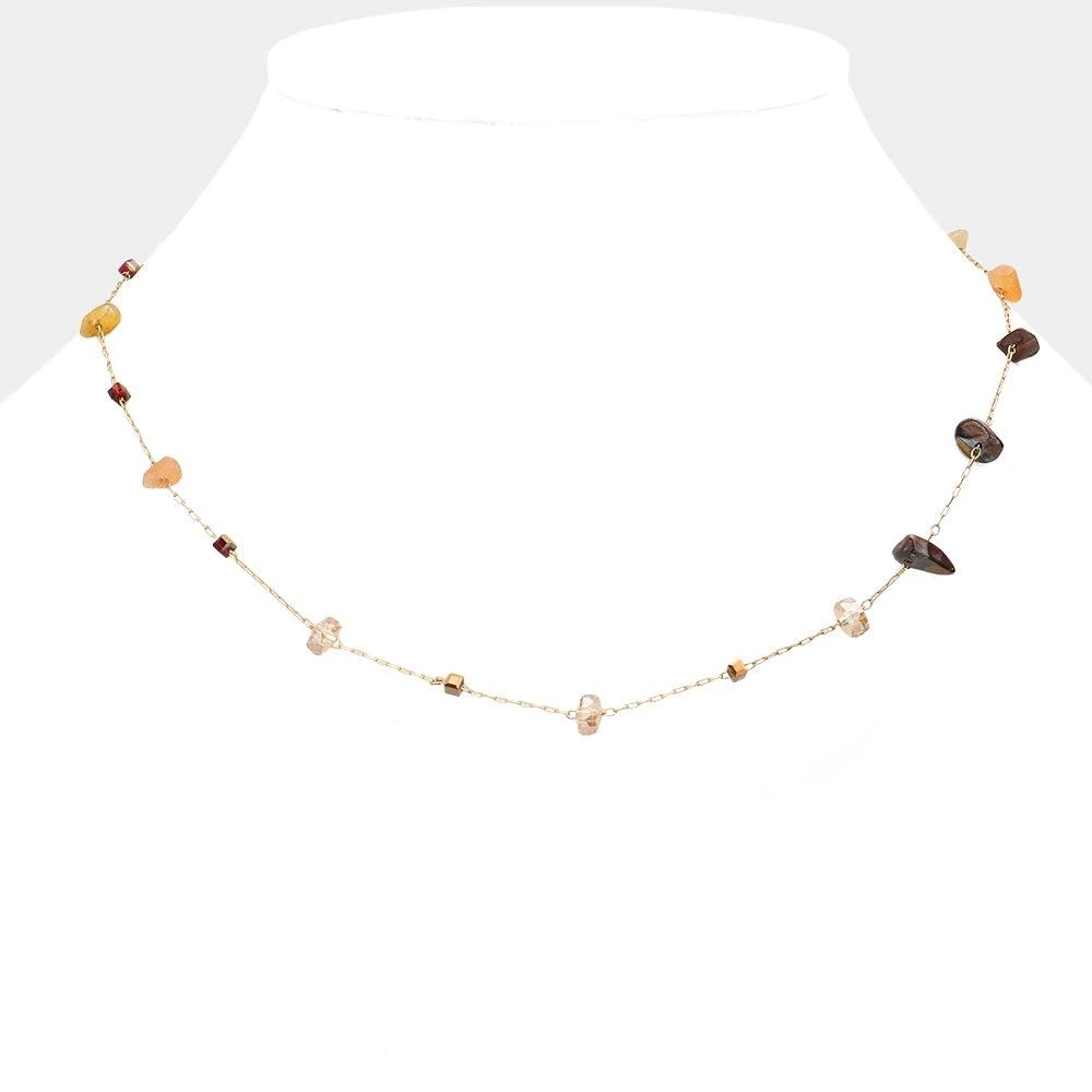 FASHNZFAB Natural Stone Link Necklace