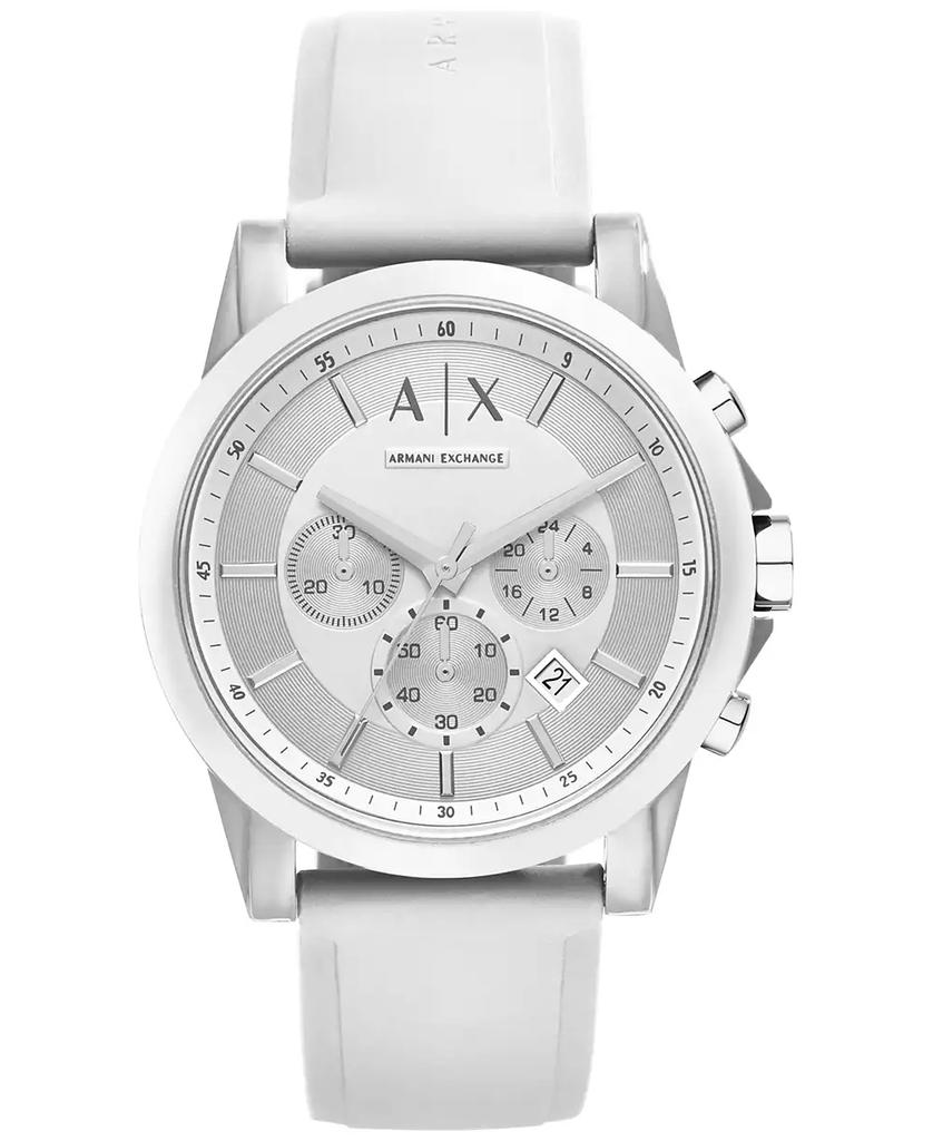 Armani Exchange Unisex Chronograph White Silicone Strap Watch 44mm AX1325