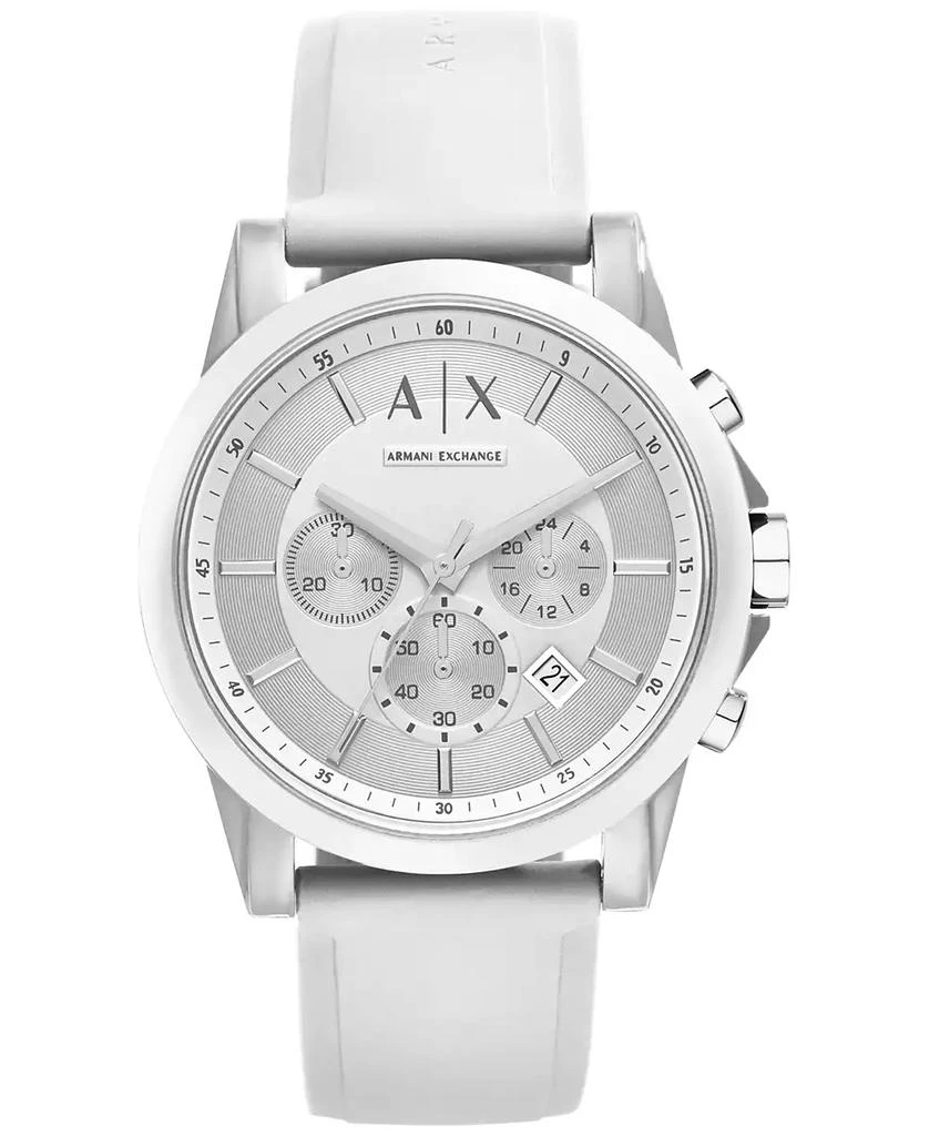 Armani Exchange Unisex Chronograph White Silicone Strap Watch 44mm AX1325 1