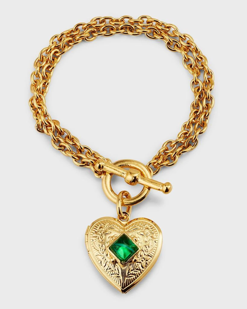 BEN-AMUN Toggle Bracelet with Stone and Heart Locket 1
