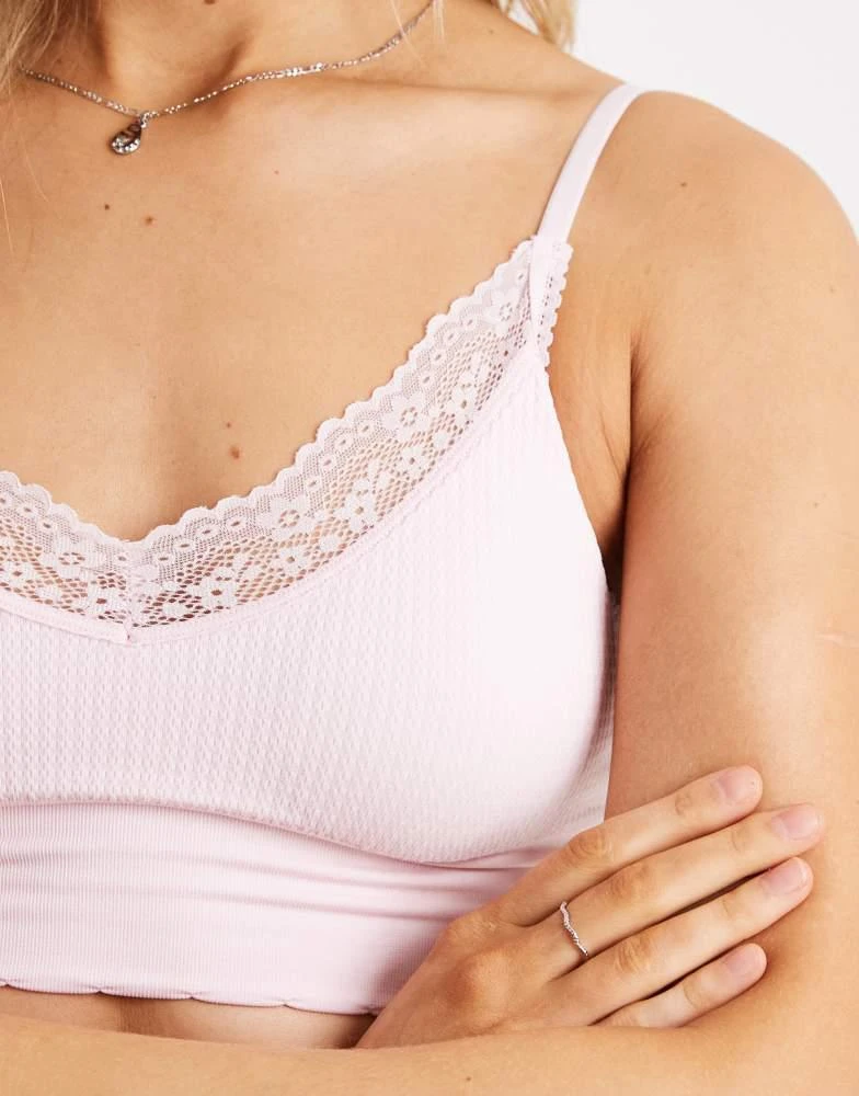 Cotton On Cotton On seamless longline lace trim bralette in pink 3