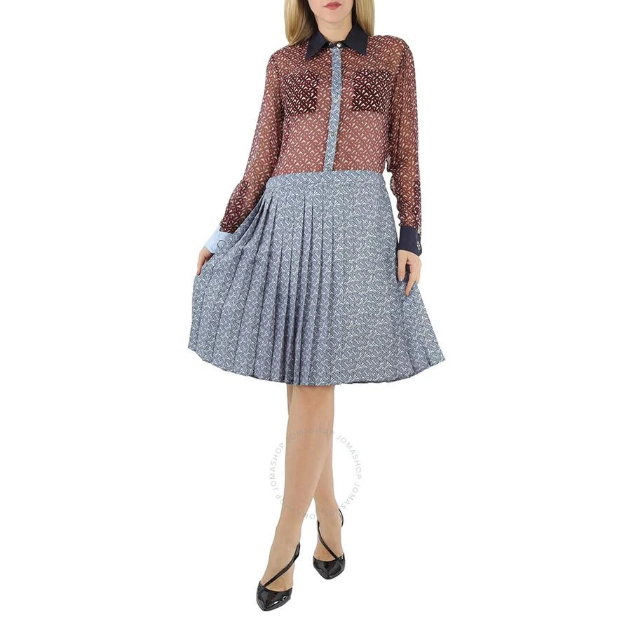 Burberry Runway Red Monogram Print Silk Chiffon Pleated Shirt Dress 1