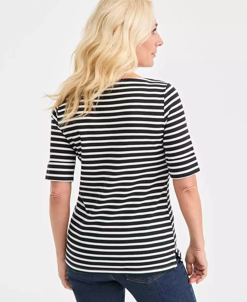 Style & Co Petite Elbow-Sleeve Washed Stripe Knit Top 3