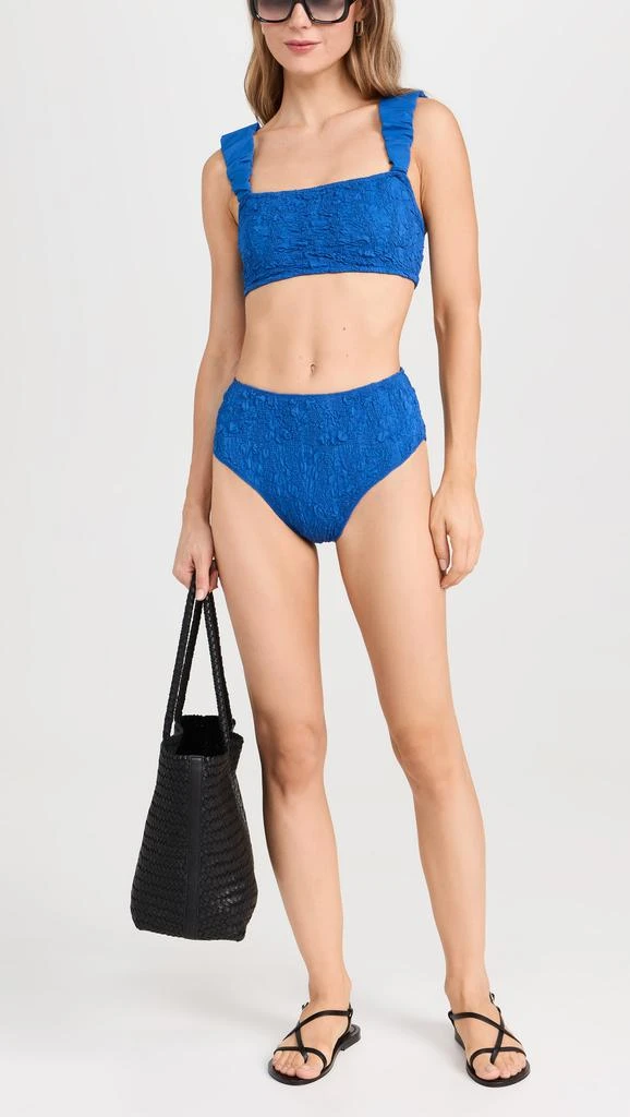Sea Slone Solid Smocked High Waisted Bikini Bottoms 3