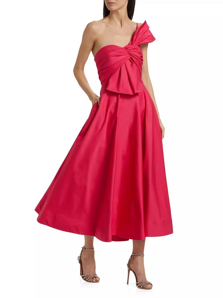As It May Sylvie Faille Bow Sateen One-Shoulder Midi-Dress 2