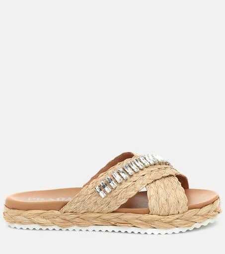 Prada Embellished straw sandals 5