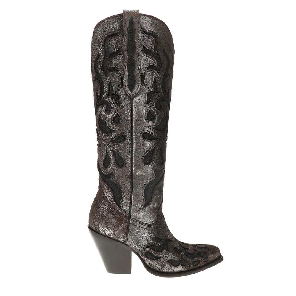 Corral Boots Glitter Crystal Tooled Inlay Snip Toe Cowboy Boots 1