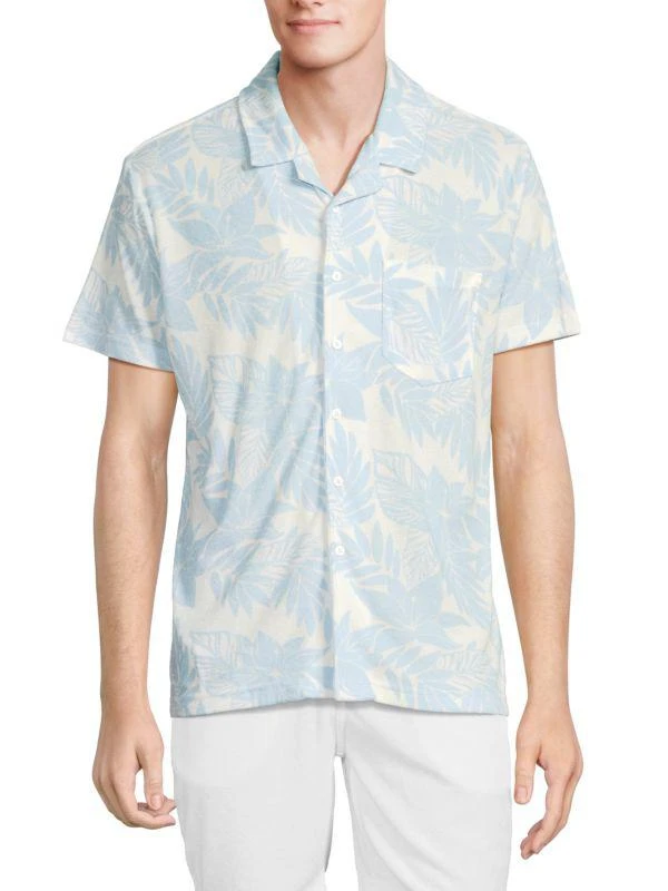 Vintage Summer Palm Print Camp Shirt 1