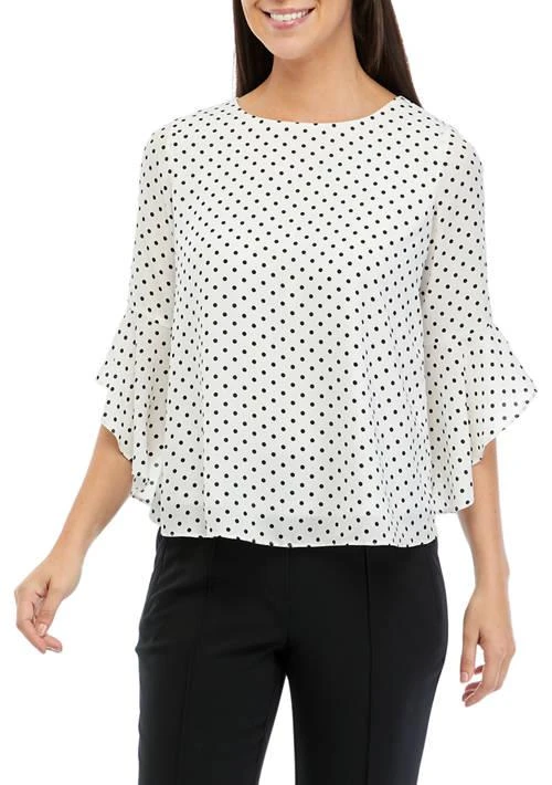 Kasper Womens Ruffle Sleeve Blouse 1