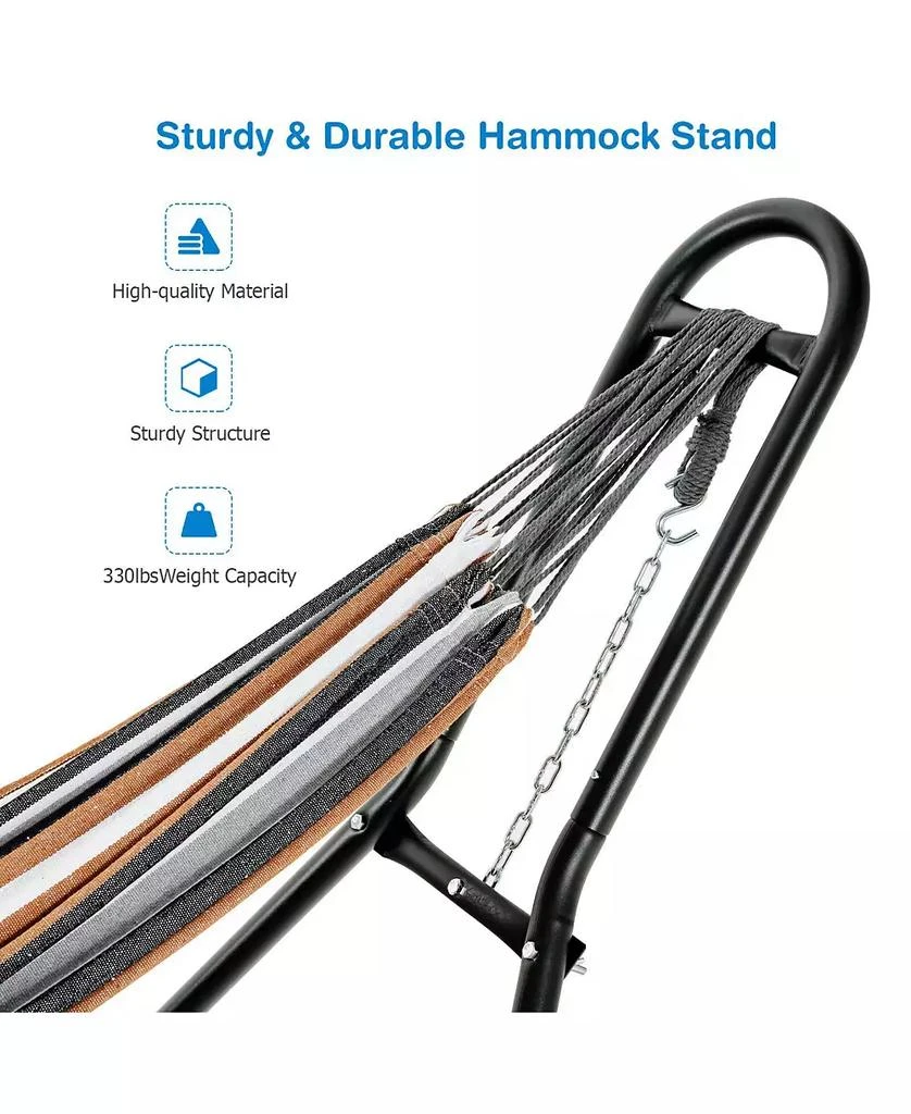 Gymax Hammock Stand Heavy Duty Steel Frame Hanging Hooks Indoor Outdoor 6