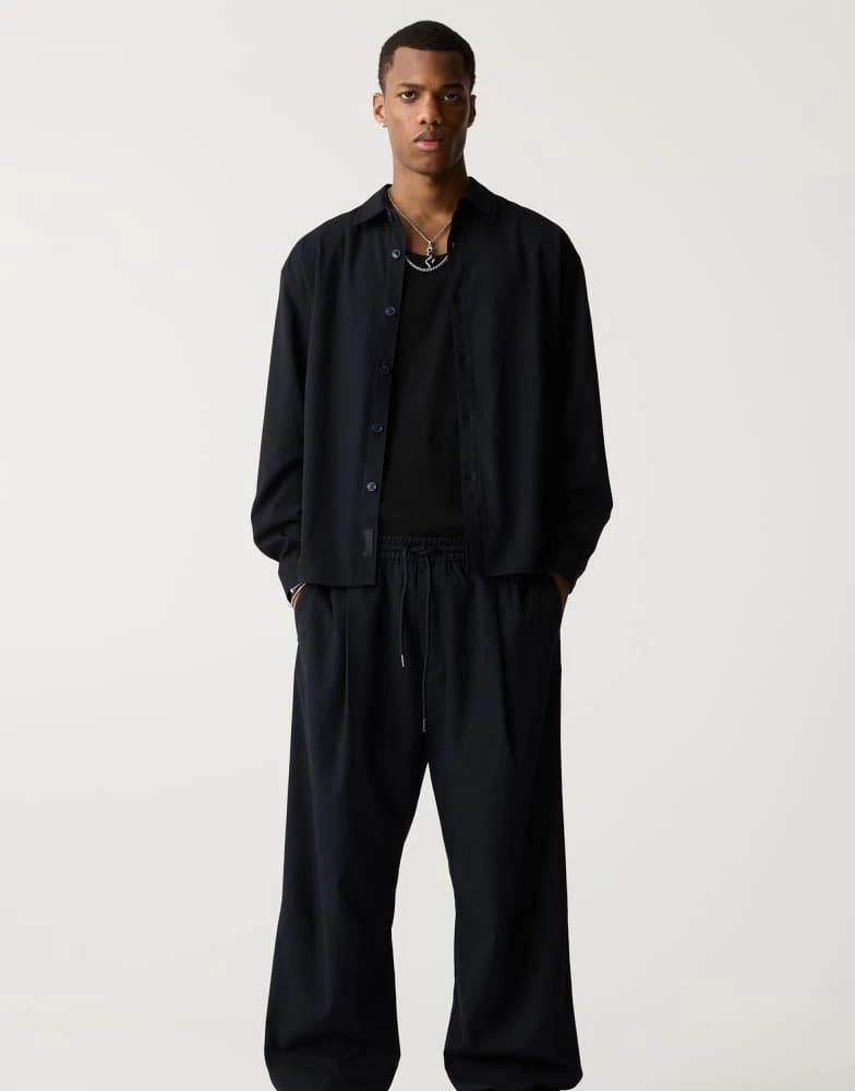 Pull&Bear Pull&Bear co-ord tailored trouser in navy 2