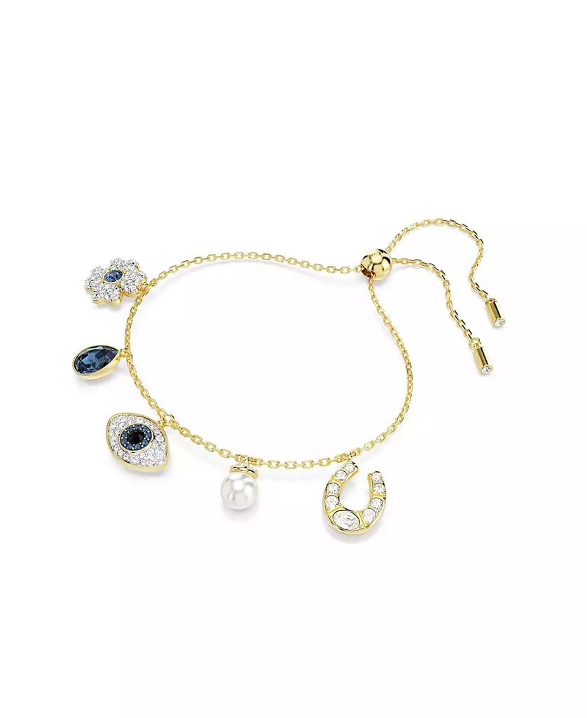Swarovski Clover, Evil Eye and Horseshoe, Blue, Gold-Tone Plated Symbolica Bracelet