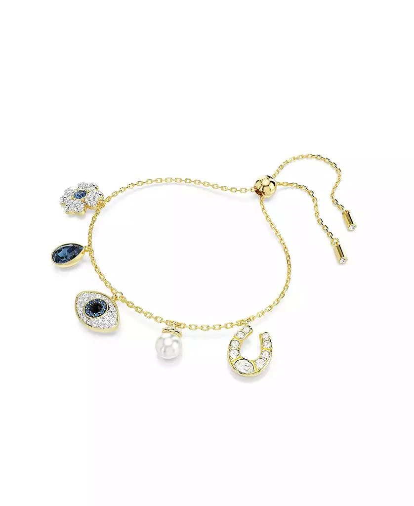 Swarovski Clover, Evil Eye and Horseshoe, Blue, Gold-Tone Plated Symbolica Bracelet 2