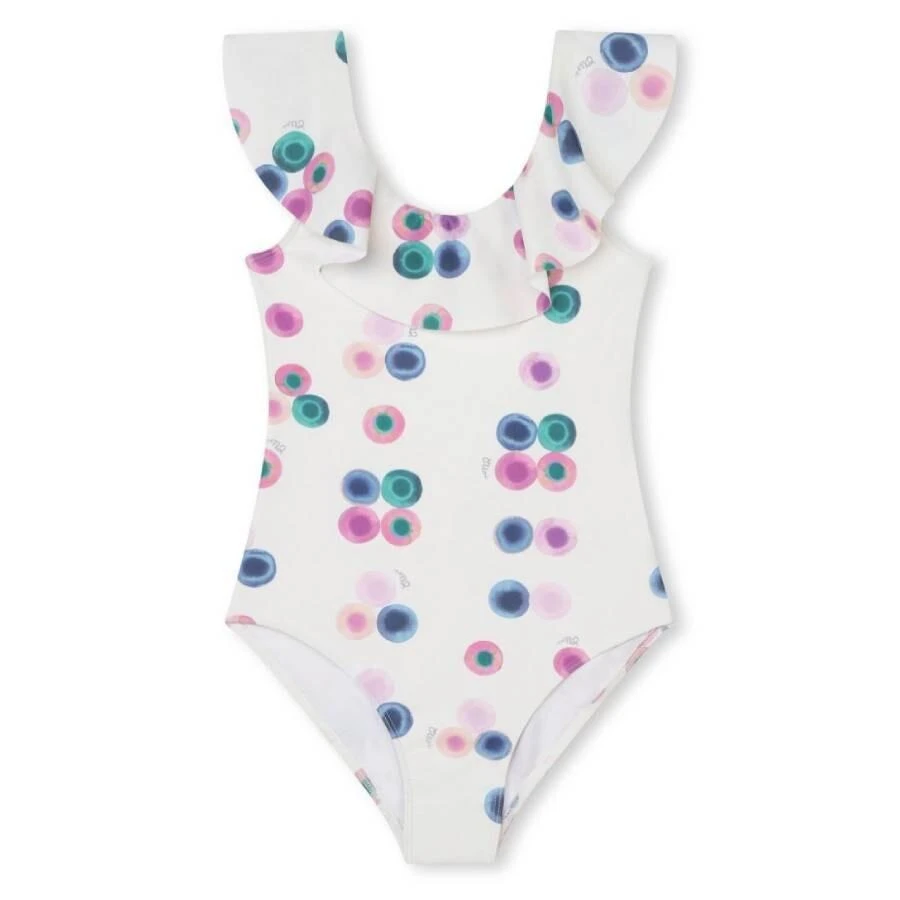 Chloé Chloe Girls Abstract Print Ruffled 1-Piece Swimsuit, Size 12Y