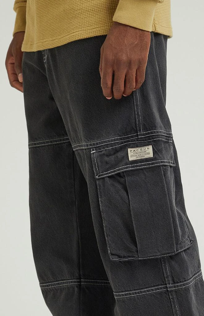 PacSun Black Extreme Baggy Cargo Jeans 5