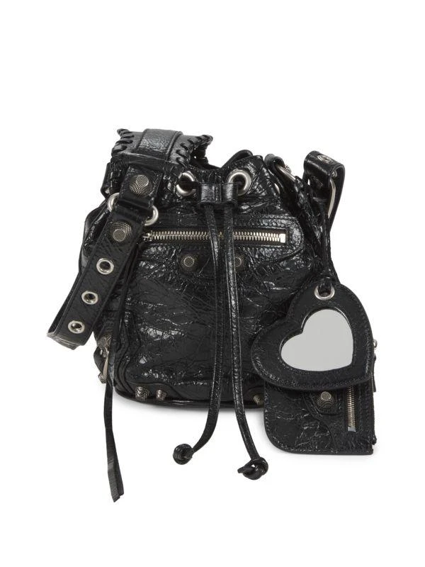 Balenciaga Crinkle Leather Crossbody Bucket Bag 1
