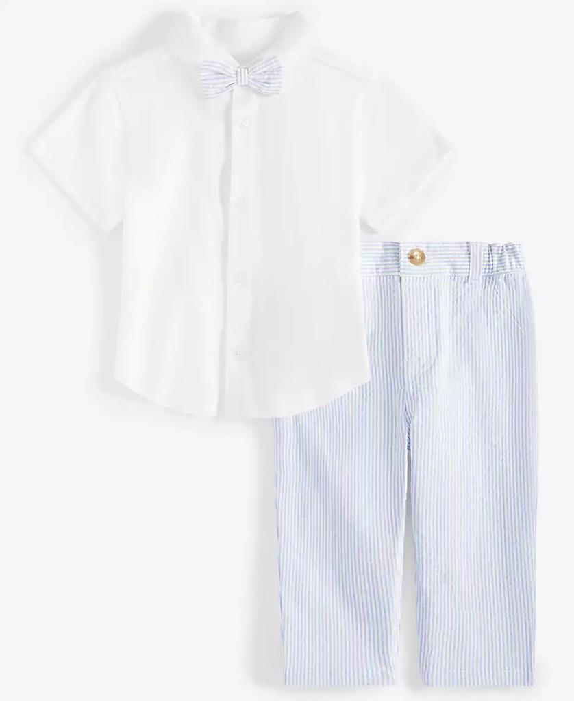 First Impressions Baby Boys Button-Up Shirt, Seersucker Bowtie, and Seersucker Pants, 3 Piece Set, Exclusively at Macy's