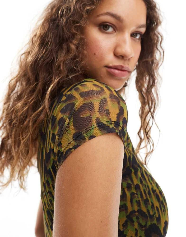ALL SAINTS AllSaints Ellie mesh t-shirt in leopard 3