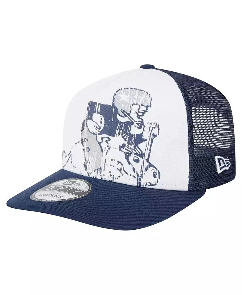 New Era Men's White/Navy Dallas Cowboys Distressed 9FIFTY A-Frame Snapback Hat 1