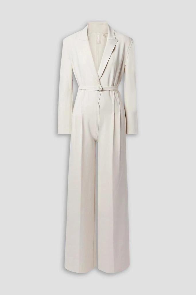 Norma Kamali Belted pleated stretch-jersey wide-leg jumpsuit 1