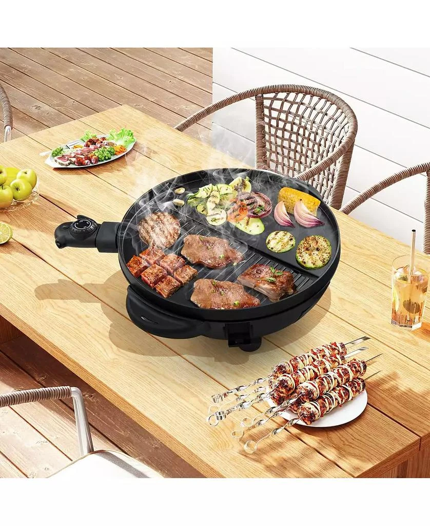 Ecooso Electric BBQ Grill 1200W Indoor Outdoor Grill with 2-Zone Non-Stick Grilling Plate 7