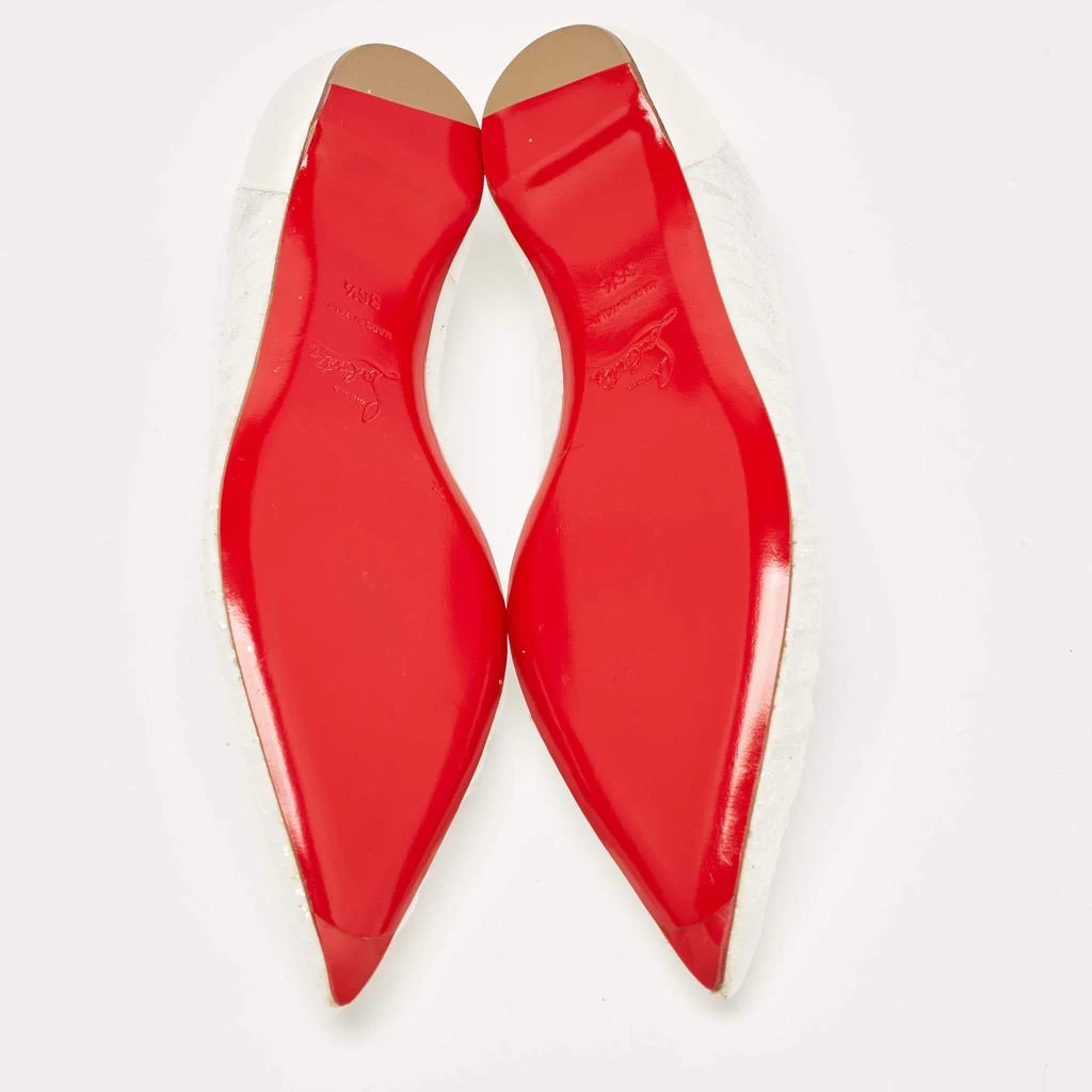 Christian Louboutin Christian Louboutin White Glitter Tulle Fabric and Satin Kate Ballet Flats Size 36.5 6